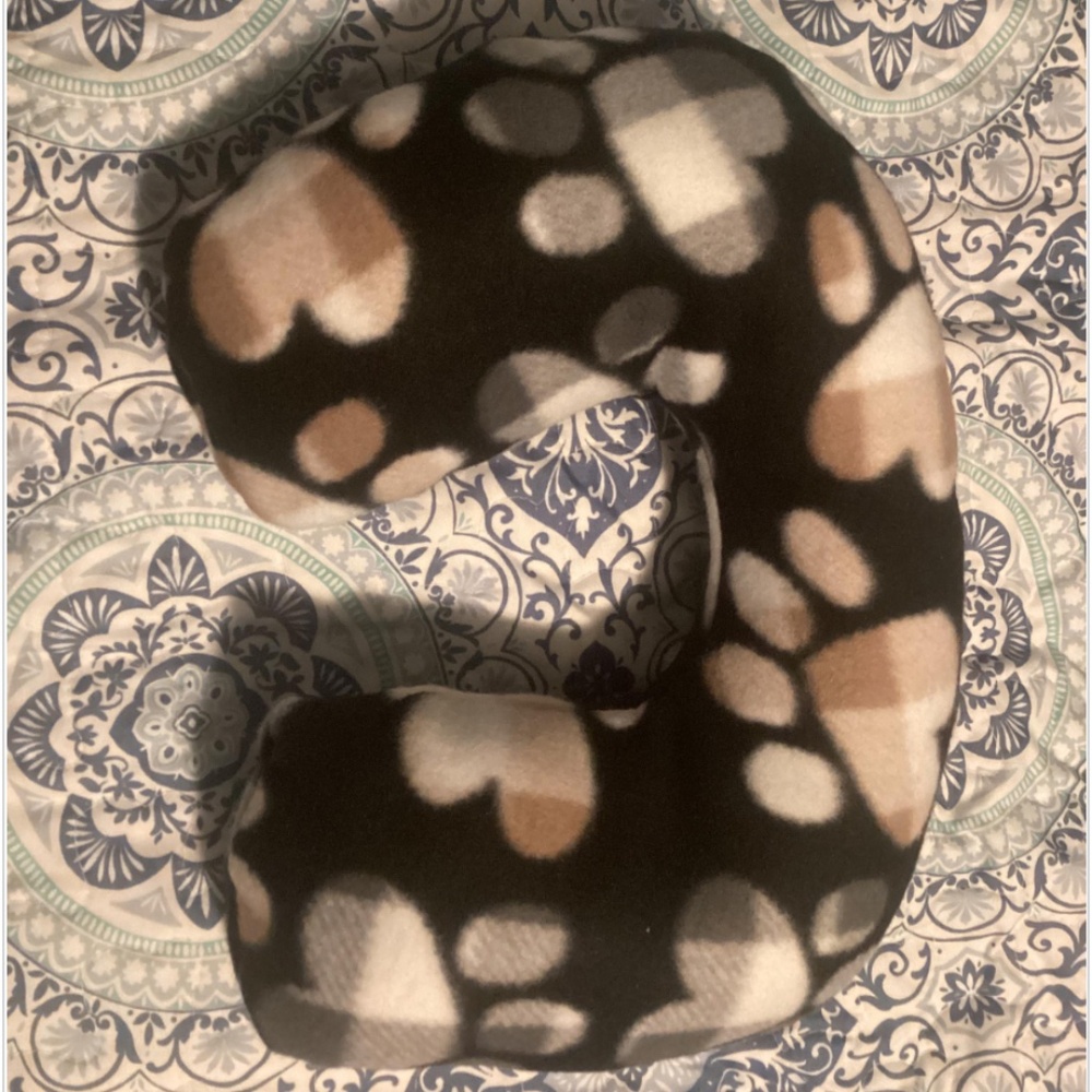 Handmade Plaid Puppy Paw Themed Fleece Neck Pillow